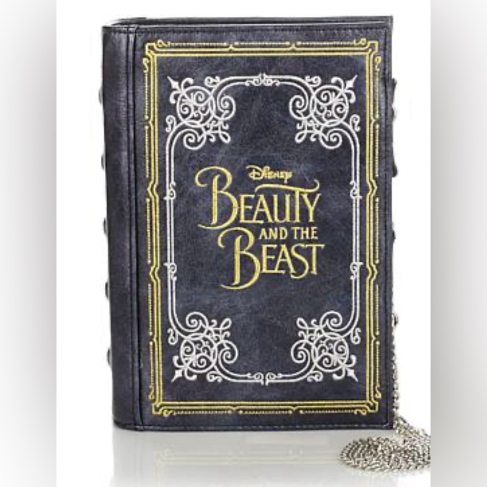 NWT Danielle NicoleDisney Beauty and the Beast Book Clutch(flawed)